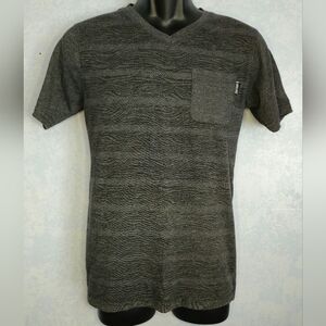 🟡ZOO YORK Mens Gray V-Neck Texture T-Shirt S